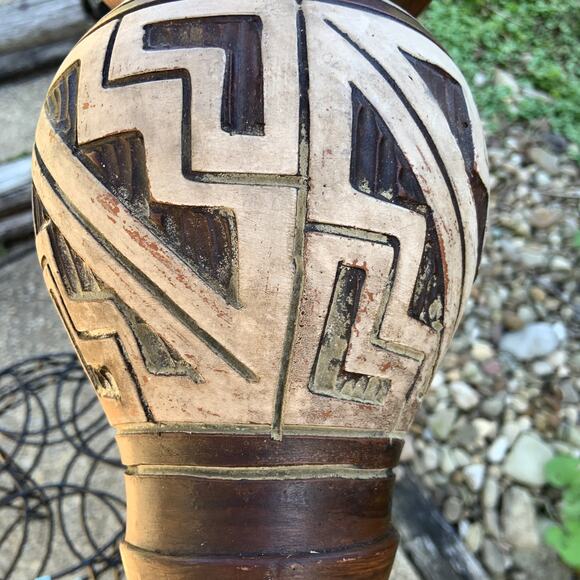 Vintage Decorative Segmented Wood Look Pottery Vase - Picture 4 of 8